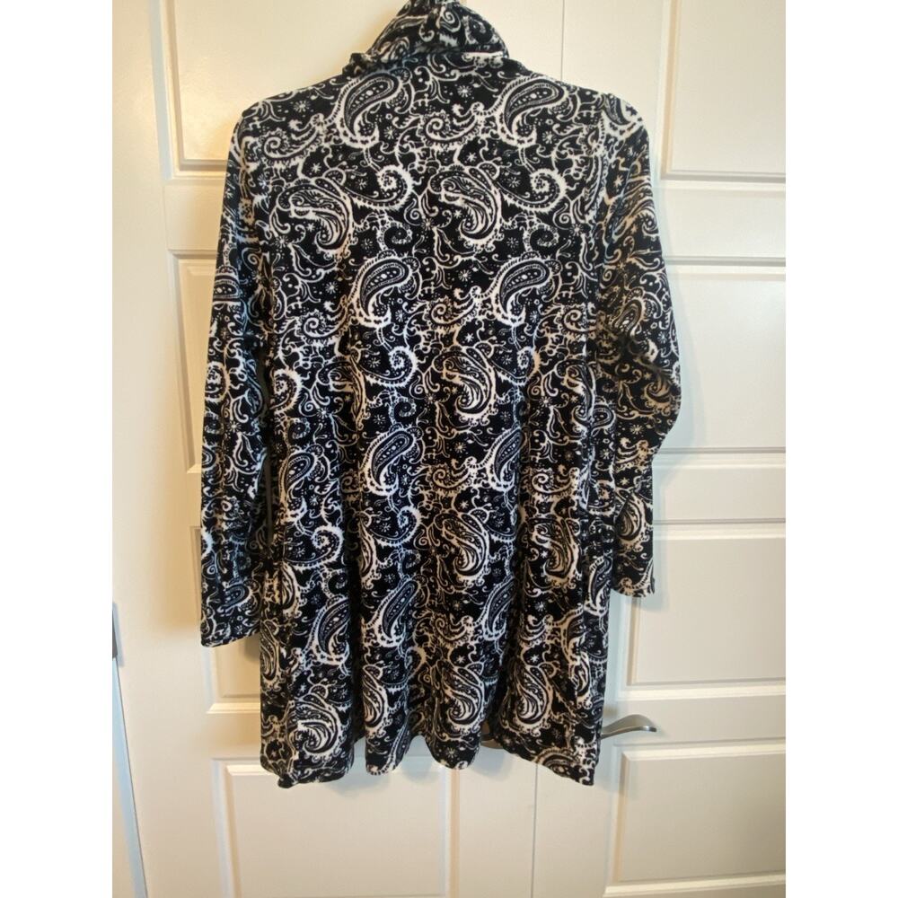 Lot 2 Carole Hochman L Plush Robe Cozy Warm Velour Pockets Soft+ Shirt Black - Picture 11 of 16